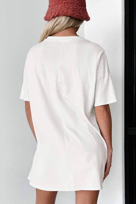 White Western Cowgirl Boots Graphic Crewneck Tunic T Shirt White Western Cowgirl Boots Graphic Crewneck Tunic T Shirt