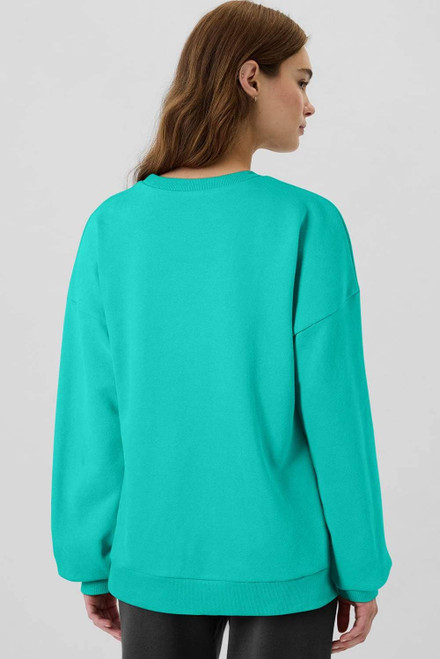 Sea Green Solid Fleece Lined Drop Shoulder High Low Sweatshirt Sea Green Solid Fleece Lined Drop Shoulder High Low Sweatshirt