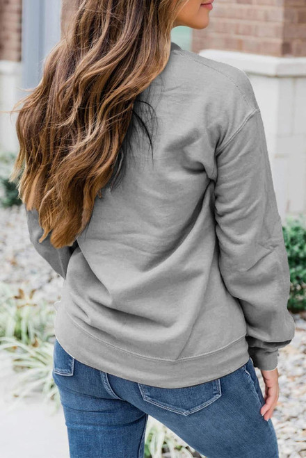 Gray Sequin Baseball Graphic Crewneck Game Day Sweatshirt Gray Sequin Baseball Graphic Crewneck Game Day Sweatshirt