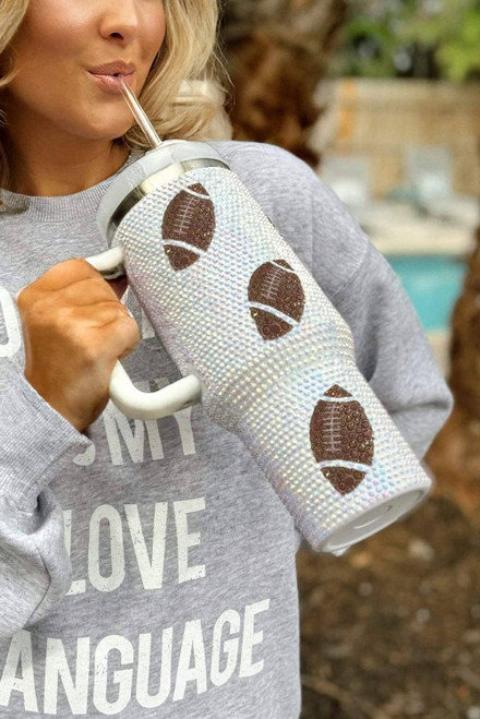 White Game Day Rugby Football 40oz Tumbler White Game Day Rugby Football 40oz Tumbler