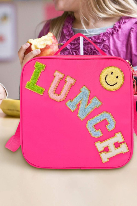 Rose Red Glitter Chenille Zipper Detachable Strap Insulated Bag Rose Red Glitter Chenille Zipper Detachable Strap Insulated Bag