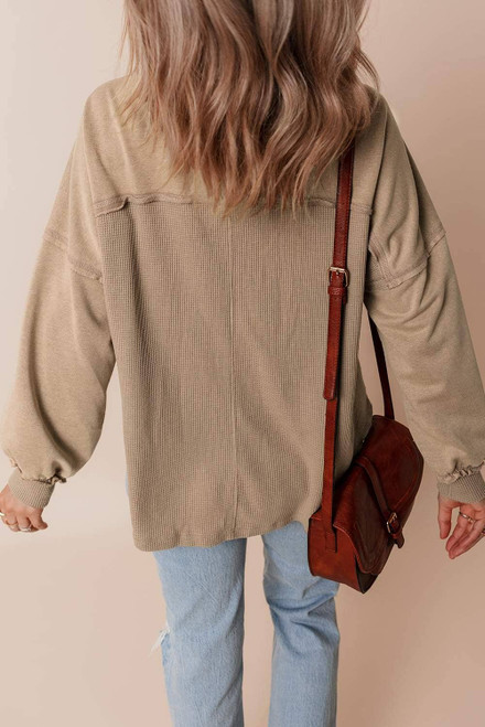 Goat Mineral Wash Textured Patchwork Loose Fit Shacket Goat Mineral Wash Textured Patchwork Loose Fit Shacket