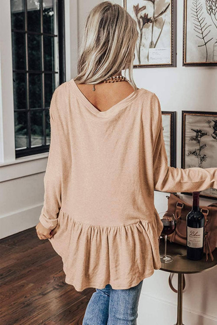 Jet Stream Solid Ruffled Buttoned V Neck Shirt Jet Stream Solid Ruffled Buttoned V Neck Shirt