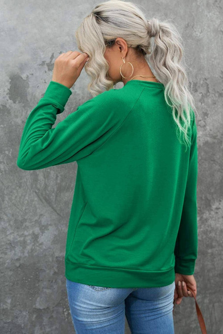 Green Sequin Christmas Candy Cane Graphic Crewneck Pullover Sweatshirt Green Sequin Christmas Candy Cane Graphic Crewneck Pullover Sweatshirt