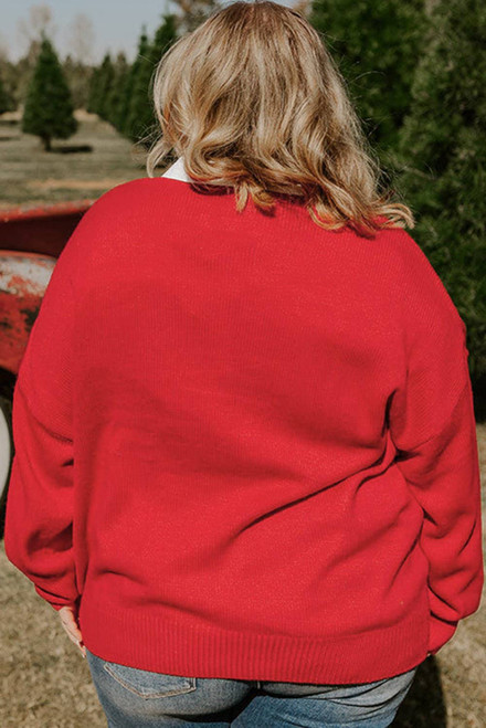 Fiery Red Merry Graphic Christmas Plus Size Sweater Fiery Red Merry Graphic Christmas Plus Size Sweater