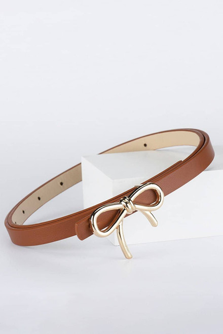 Thai Curry Bow Knot Decor Thin Waist Belt