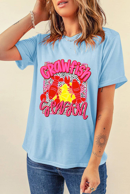 Light Blue Crawfish Season Fashion Graphic T Shirt Light Blue Crawfish Season Fashion Graphic T Shirt