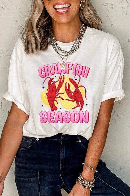 White CRAWFISH SEASON Lemon Spice Graphic Tee