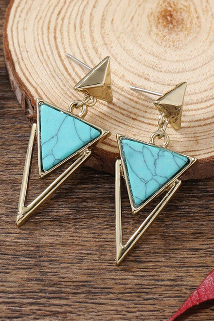 Three Triangles Turquoise Decor Stud Dangle Earrings