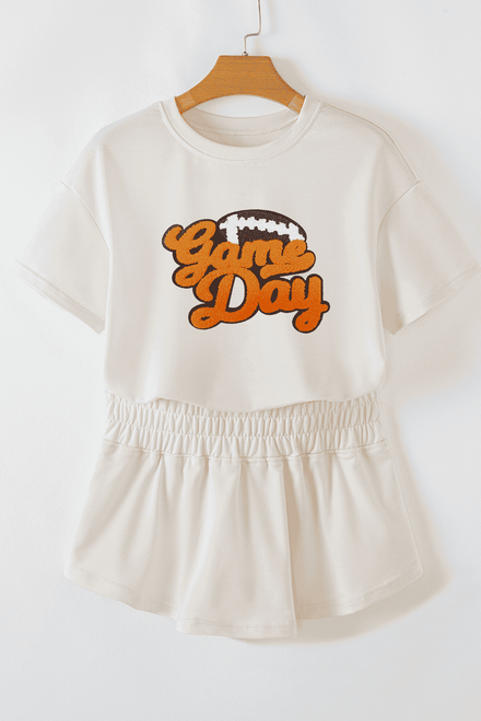 Beige Game Day Graphic Tee and Skort 2 Piece Set Beige Game Day Graphic Tee and Skort 2 Piece Set