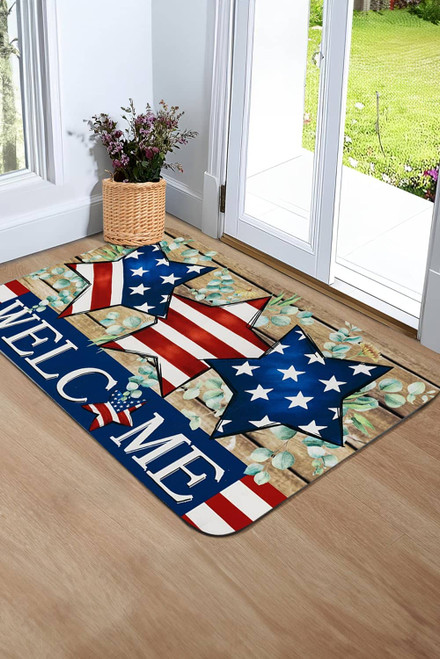 Dark Blue WELCOME American Flag Print Non-slip Entrance Mat Dark Blue WELCOME American Flag Print Non-slip Entrance Mat