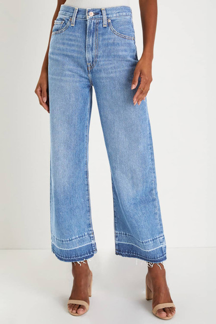 Dusk Blue Raw Hem Straight Leg Loose High Waist Jeans Dusk Blue Raw Hem Straight Leg Loose High Waist Jeans
