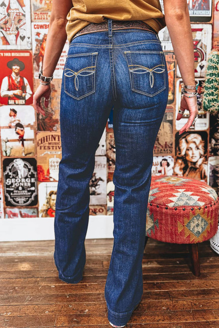 Sail Blue Western Stitch Patched Pocket Bootcut Jeans Sail Blue Western Stitch Patched Pocket Bootcut Jeans