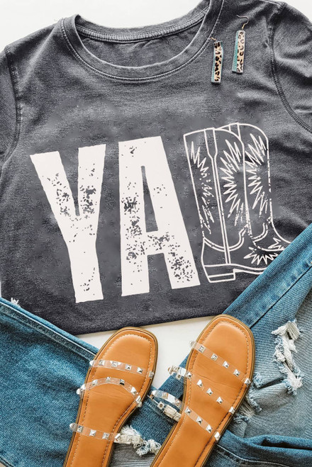 Gray YALL Western Boots Printed Tee