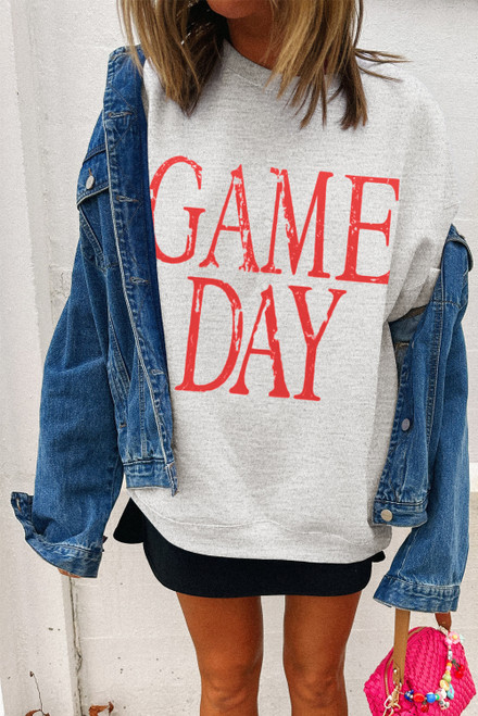 Red Vintage Washed GAME DAY Graphic Baggy Sweatshirt