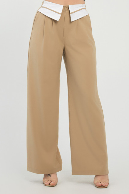 Front Button Fold-over Inside Zipper Pants Front Button Fold-over Inside Zipper Pants