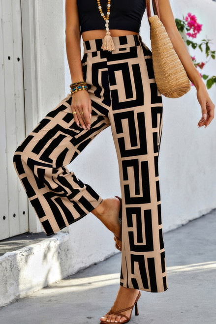Geometric Color Block A Line Wide Leg Loose Pants Geometric Color Block A Line Wide Leg Loose Pants
