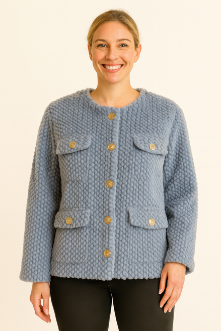 Textured Woven Button-front Jacket