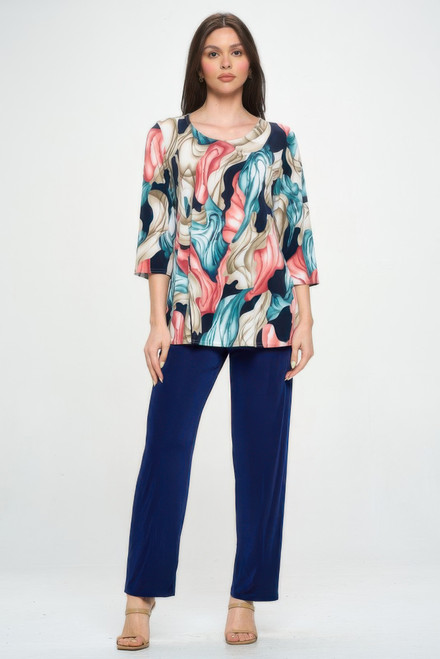 Hit Round Neck 3/4 Sleeve Slit Top