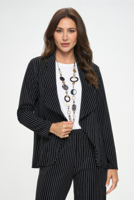 Ottoman Pinstripe Front Drape Jacket