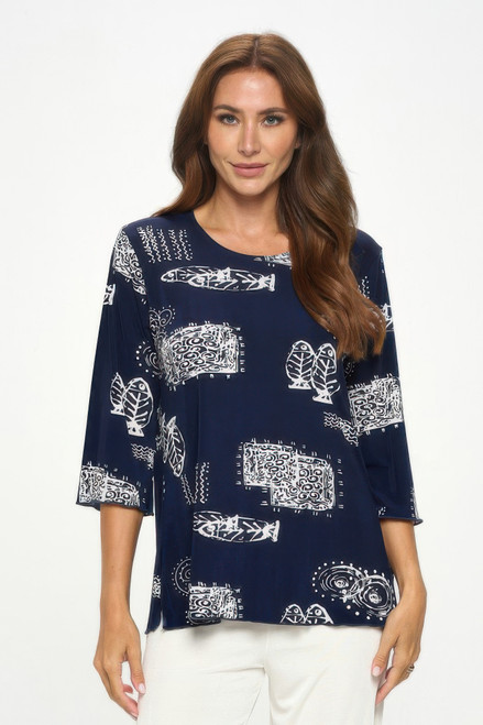 Print Quarter Sleeve Top