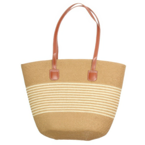 Striped Patterned Straw Woven Bag