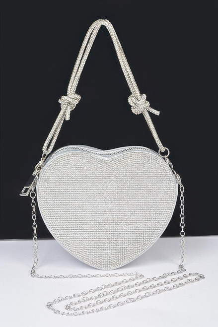 Rhinestone Heart Shape Clutch