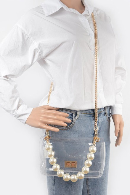 Transparent Cross Body Bag W Clear Chain