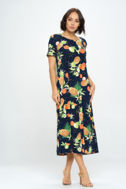 Short Sleeve And Soft Round-neckline Long Dress