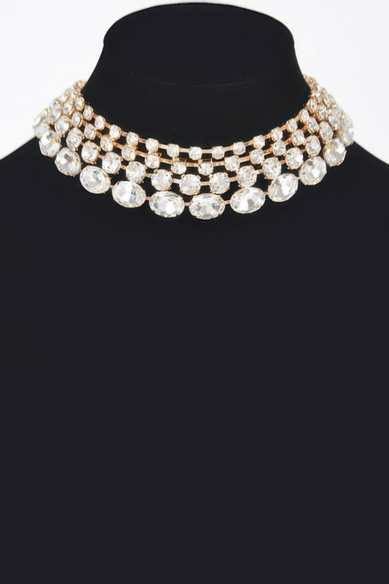 Multi Rhinestone Layered Necklace-53424