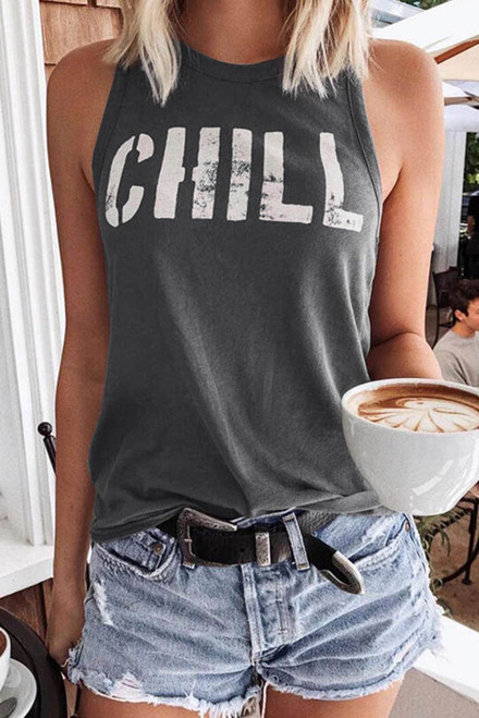 CHILL Graphic Print Tank Top