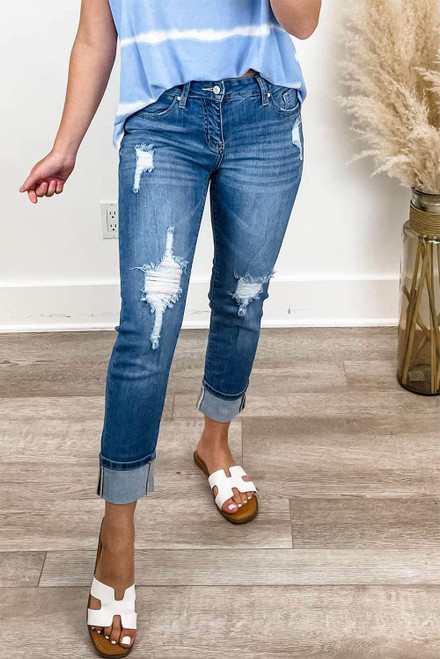 Mid Rise Distressed Girlfriend Jeans Mid Rise Distressed Girlfriend Jeans