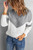 Gray Colorblock V Neck Casual Sweater