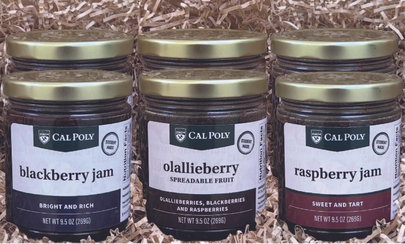 Cal Poly made blackberry, olallieberry and raspberry jam jars