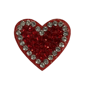 Red rhinestone fabric heart shoe charm