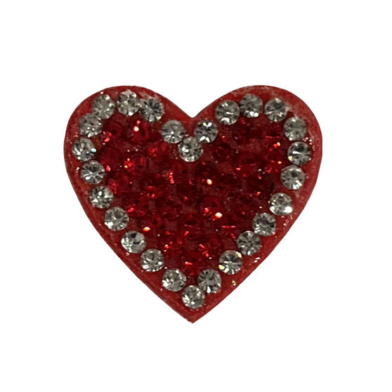 Red rhinestone fabric heart shoe charm
