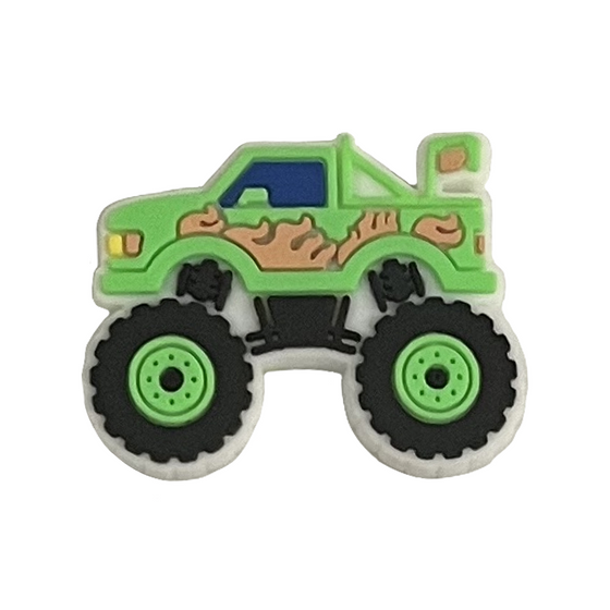 Green monster truck shoe charm