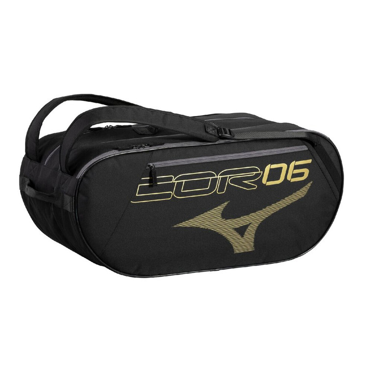 MIZUNO PRO SERIES COMP 6 RACKET BAG - BLACK/GOLD