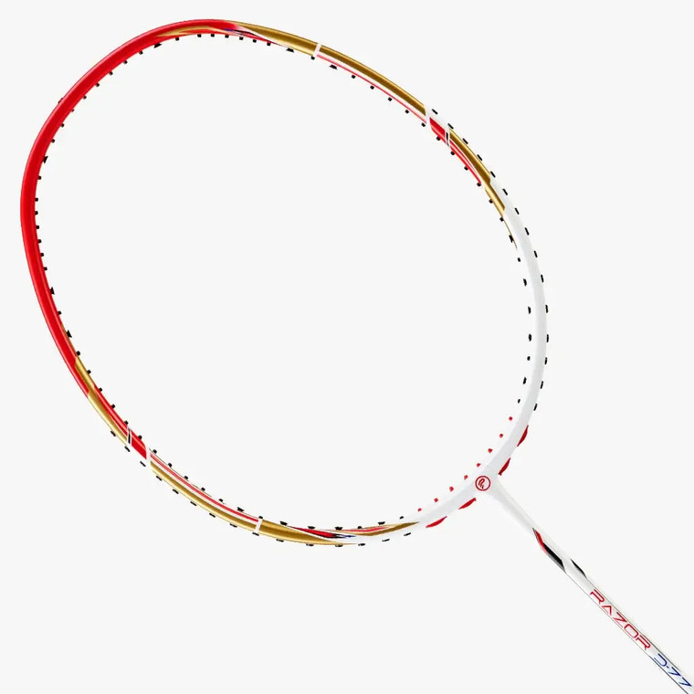 PROTECH RAZOR D 77 WHITE/RED/GOLD- STRUNG + FREE GRIP