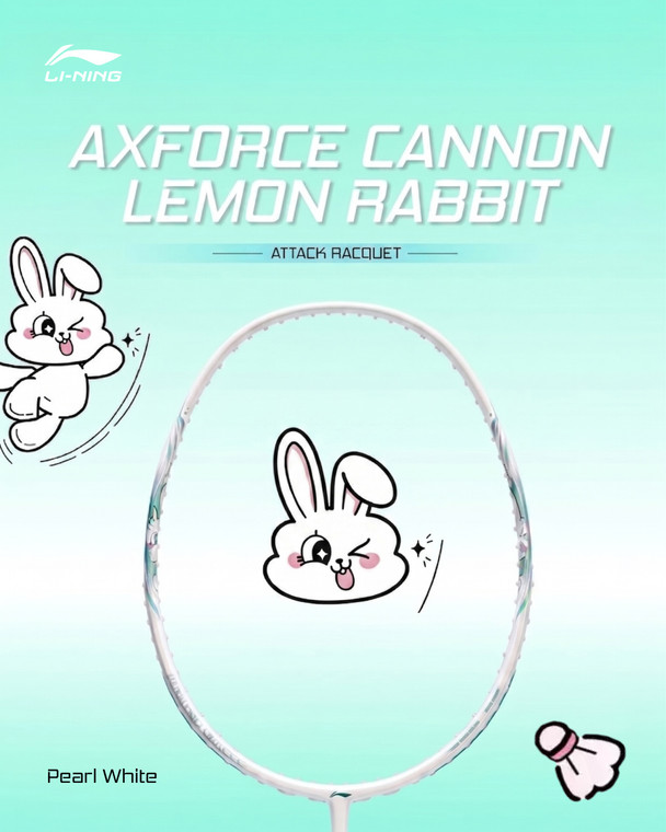 LI-NING AXFORCE CANNON LEMON RABBIT 4U PEARL WHITE - STRUNG + FREE GRIP