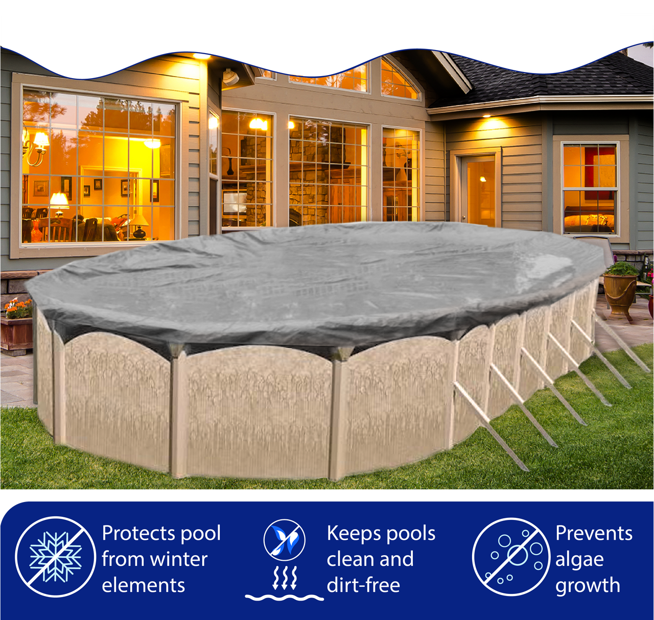 15'x30' Premium Pro-Shield Oval Above Ground Winter Pool Cover