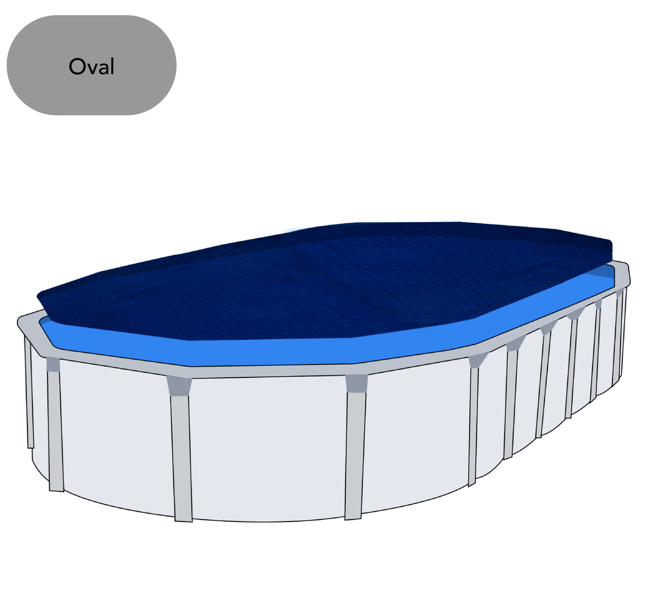 16' x 32' Oval Premium Black and Blue Solar Pool Blanket, 8 mil
