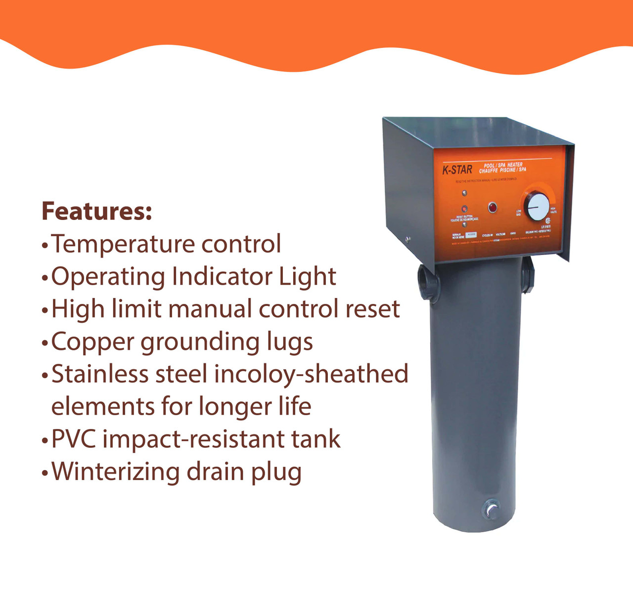 K-Star 15KW (90,000 L) Titanium  Electric Pool/Spa Heater