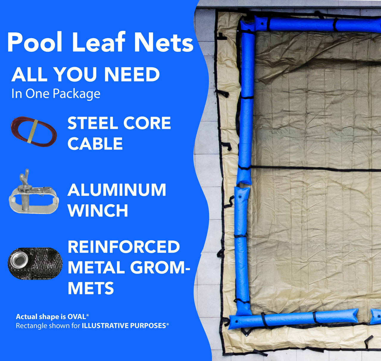 Aqua Coastal 16'x25' Oval Leaf Net Above Ground Pool Cover