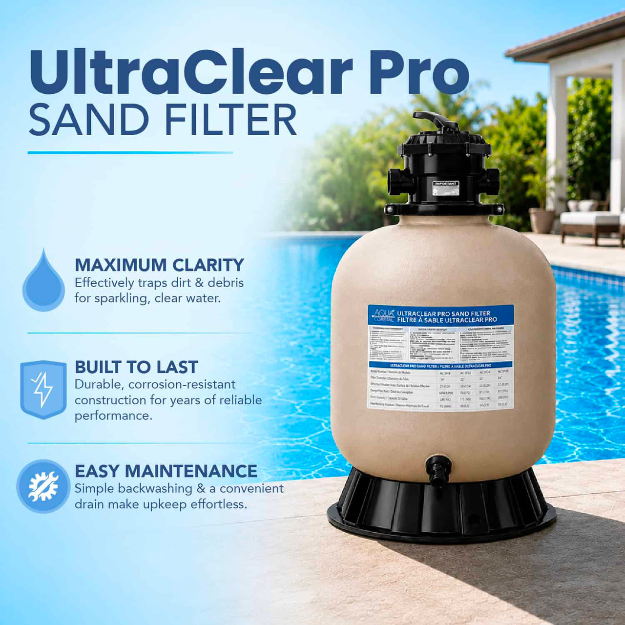 Aqua Coastal UltraClear Pro 24" Sand Filter