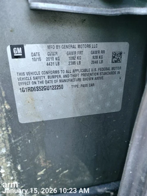 2016 Chevrolet Volt Driver Seat 23390493 Used OEM Airbag