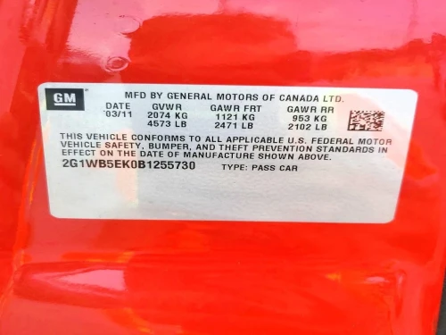 2011 Chevrolet Impala Passenger Dash Used OEM Airbag