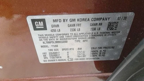 2021-2023 Chevrolet Trailblazer Driver Seat Used OEM Airbag