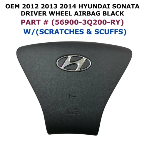 2012-2014 Hyundai Sonata Driver Steering Wheel 569003Q200RY Black Used OEM Airbag
