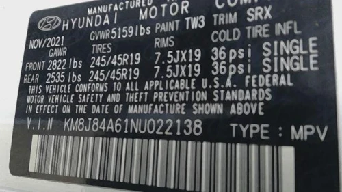 2022 Hyundai Nexo Driver Seat Used OEM Airbag